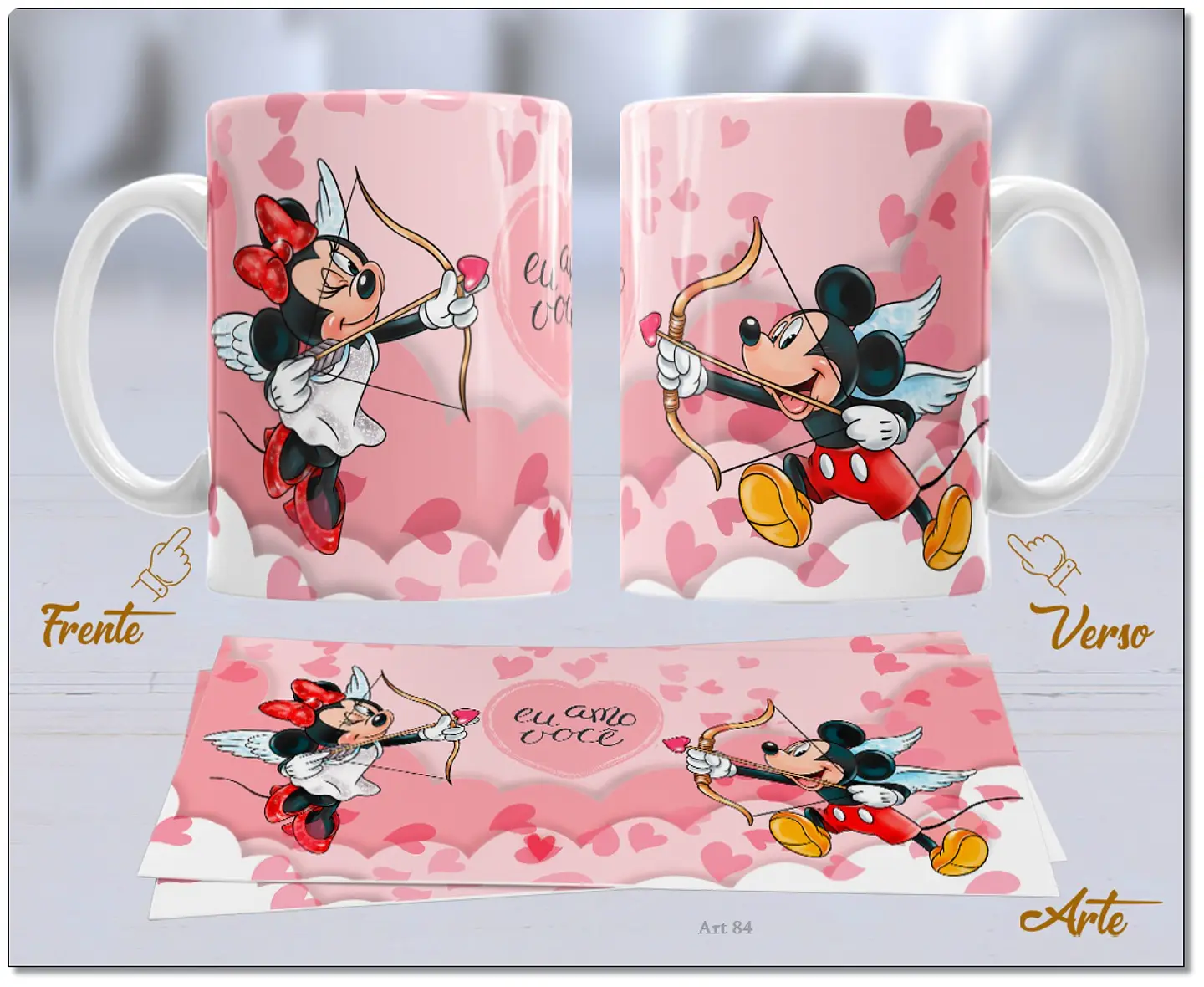 20 Artes para Caneca Dia dos Namorados Mickey e Minnie Arquivo Editável  3