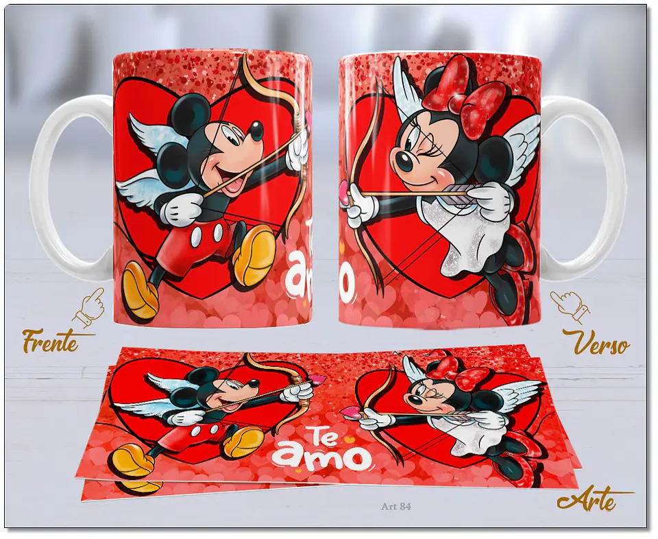 20 Artes para Caneca Dia dos Namorados Mickey e Minnie Arquivo Editável  4
