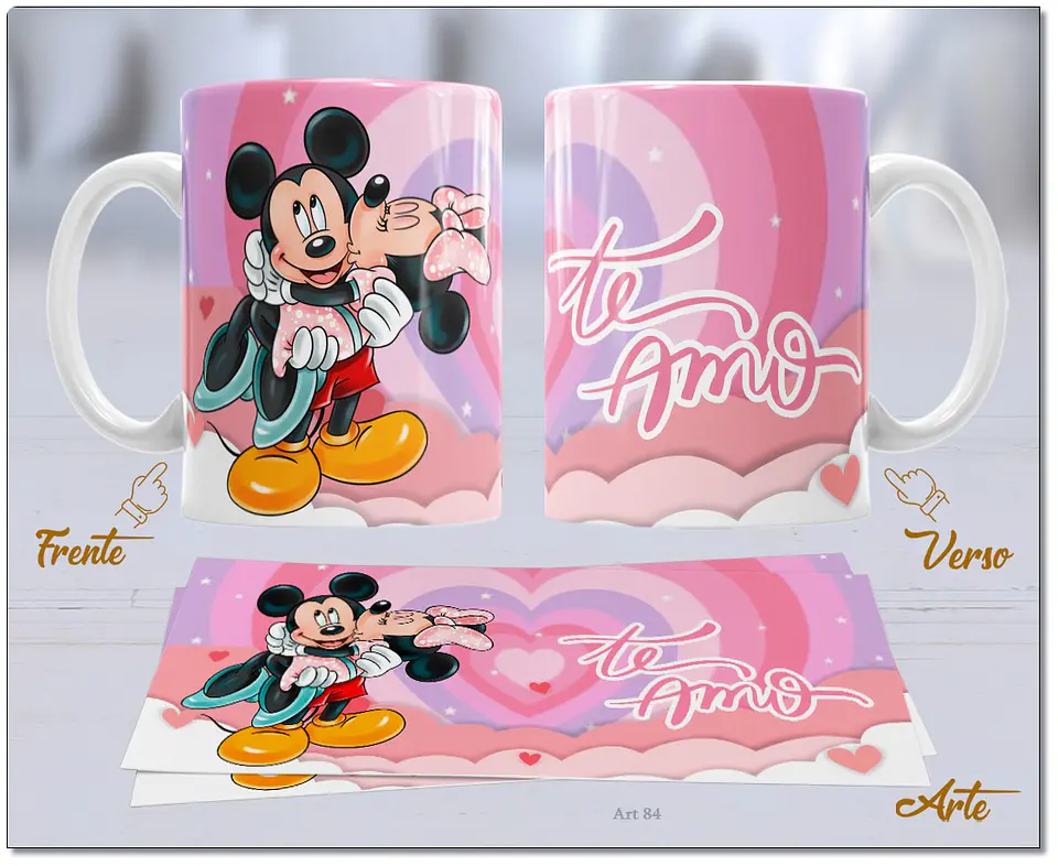 20 Artes para Caneca Dia dos Namorados Mickey e Minnie Arquivo Editável  5