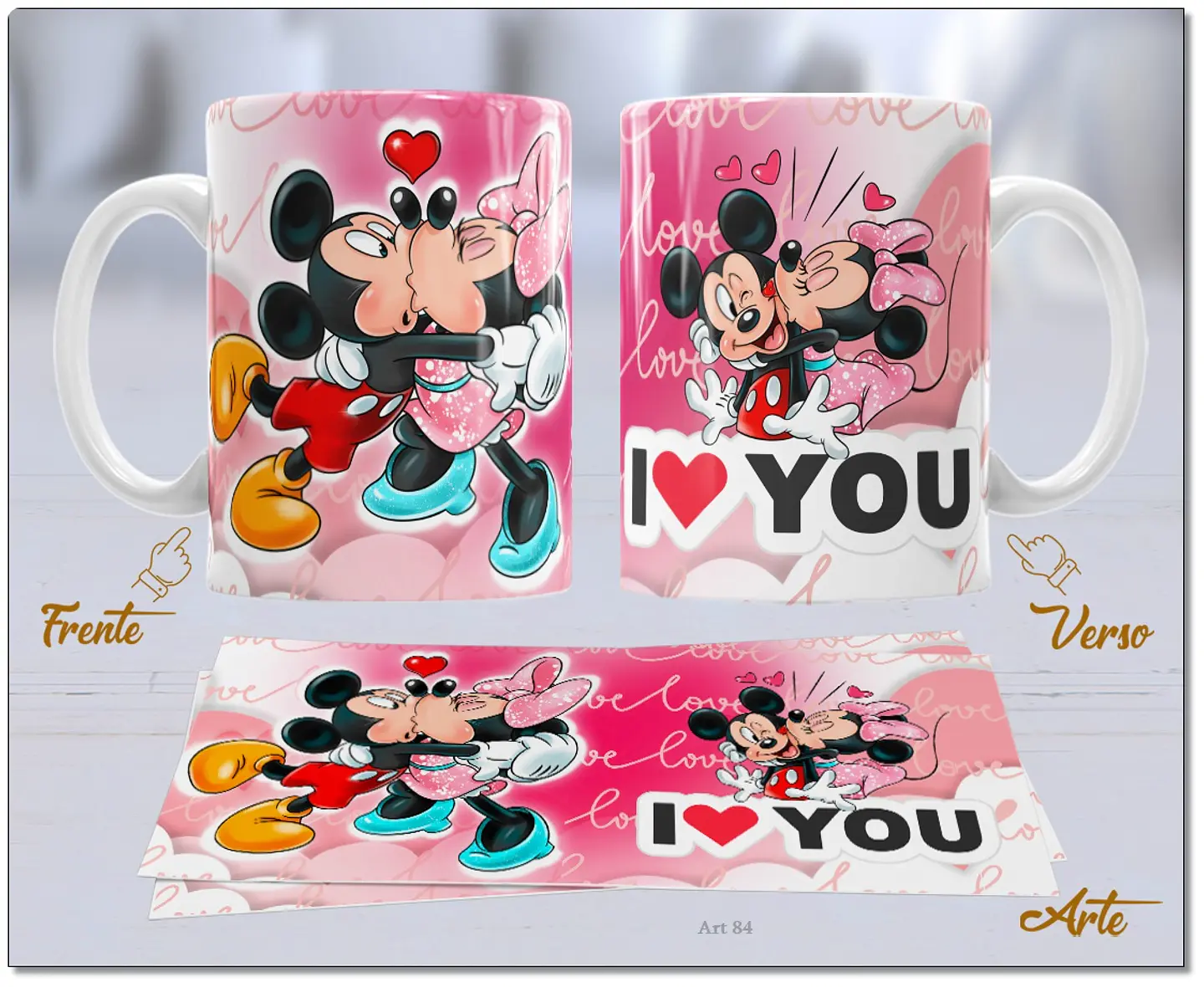 20 Artes para Caneca Dia dos Namorados Mickey e Minnie Arquivo Editável  7