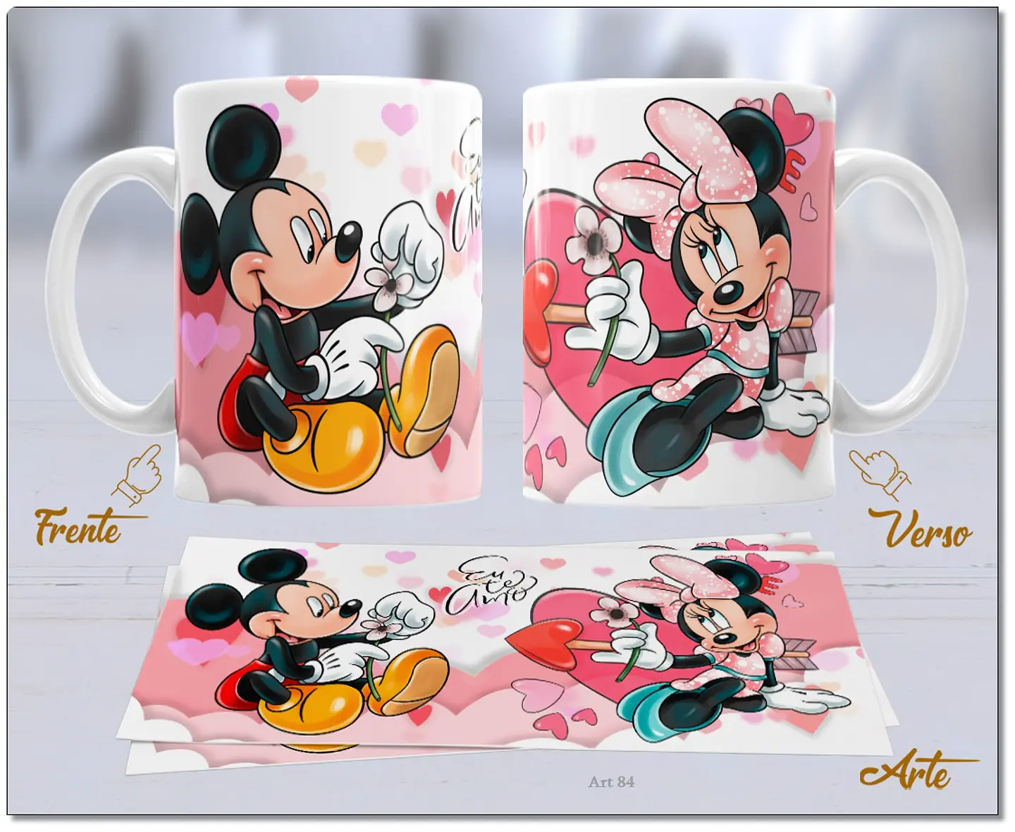 20 Artes para Caneca Dia dos Namorados Mickey e Minnie Arquivo Editável  8
