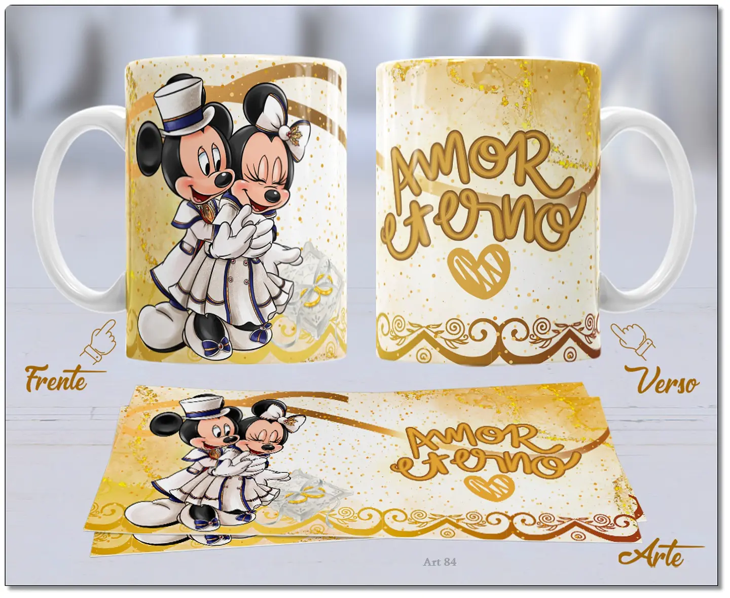 20 Artes para Caneca Dia dos Namorados Mickey e Minnie Arquivo Editável  9