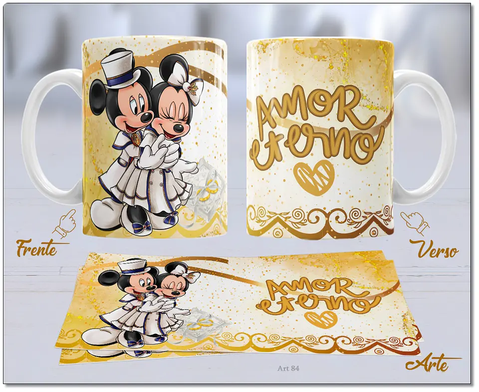 20 Artes para Caneca Dia dos Namorados Mickey e Minnie Arquivo Editável  9