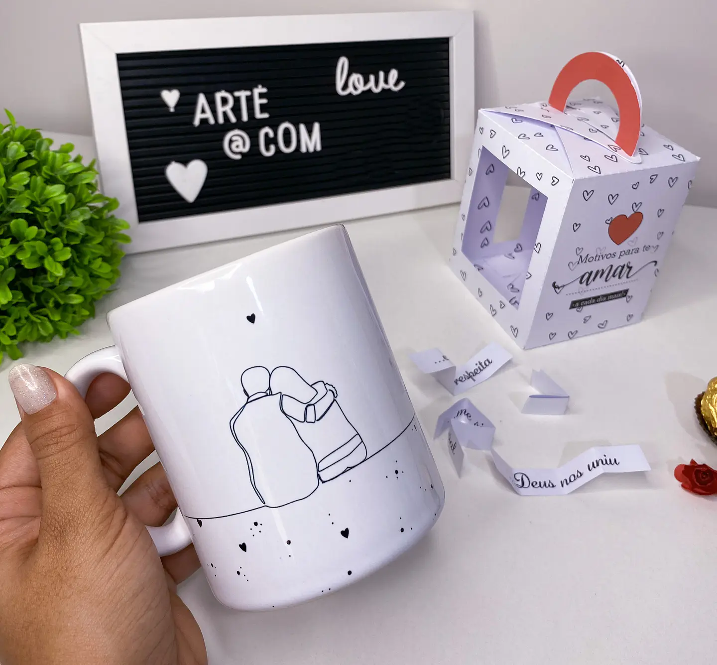 Artes para Caneca Dia dos Namorados e Maleta Motivos para te amar Arquivo Editável  4