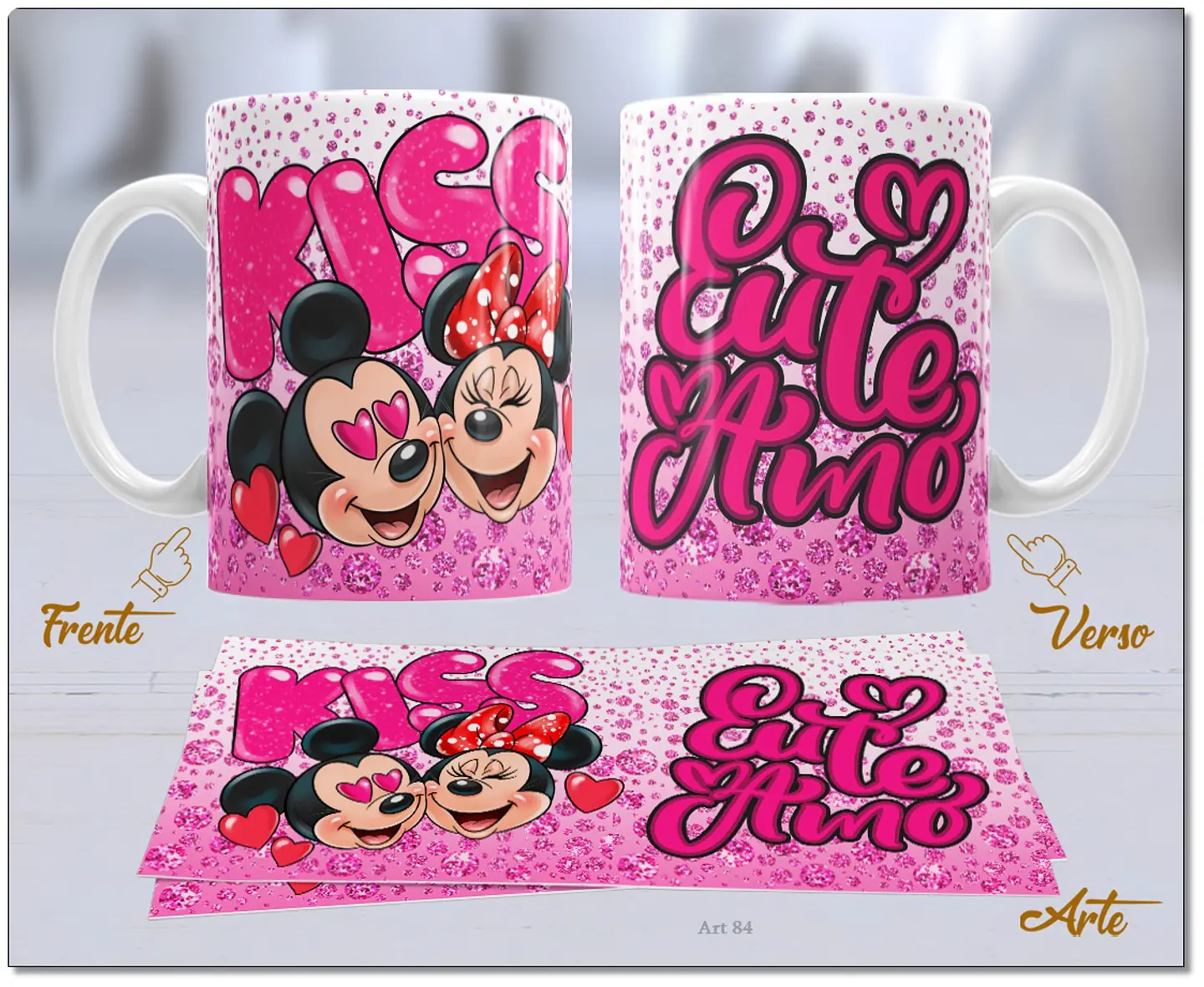20 Artes para Caneca Dia dos Namorados Mickey e Minnie Arquivo Editável  10