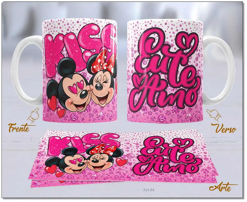 20 Artes para Caneca Dia dos Namorados Mickey e Minnie Arquivo Editável  10