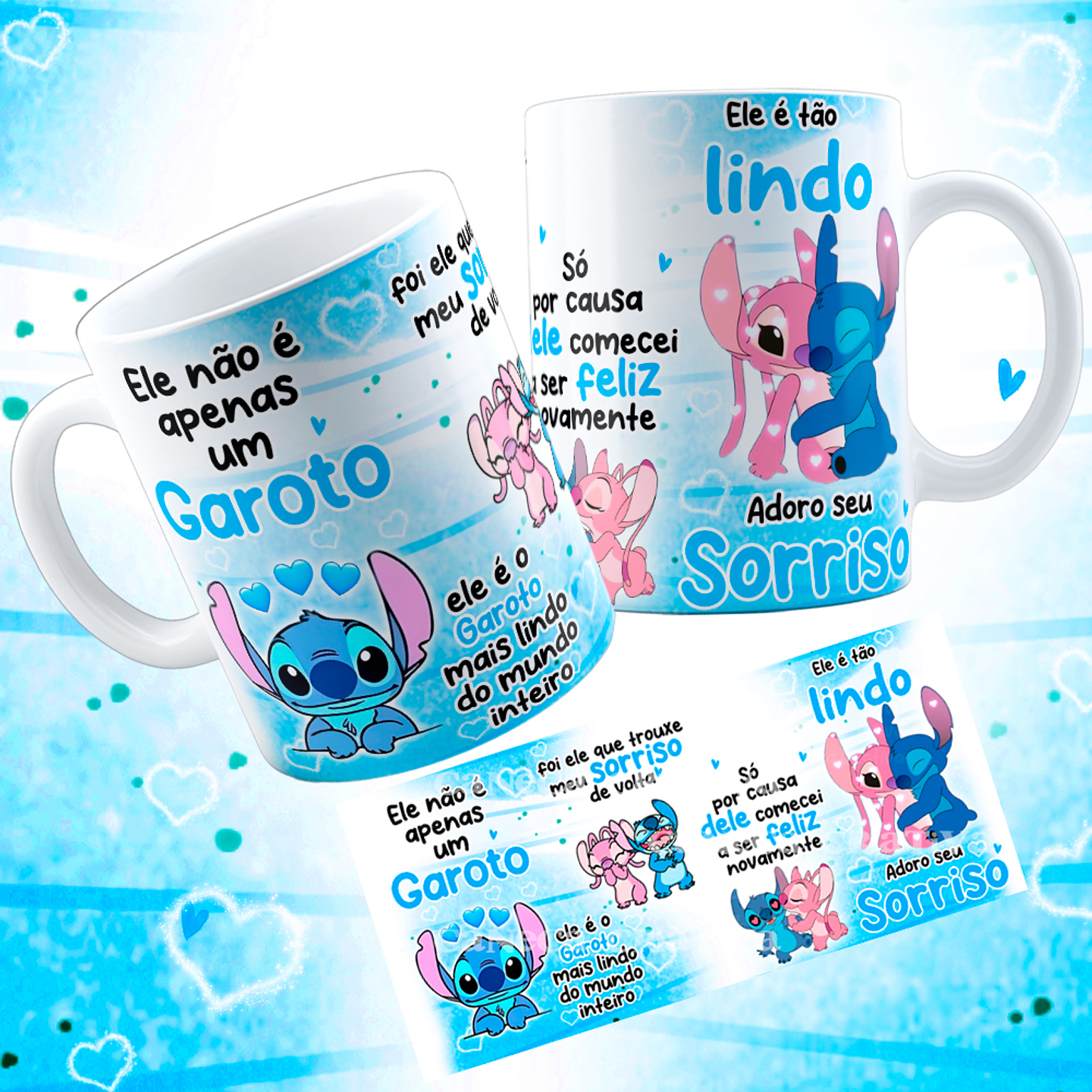 Arte Caneca Stitch Ele não é apenas um garoto, ele é o garoto mais lindo do mundo Arquivo em Jpg  1