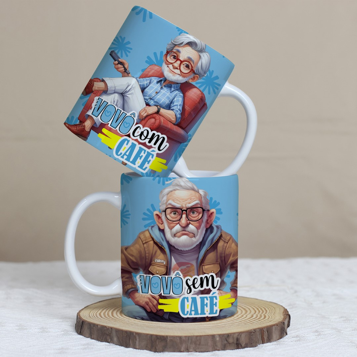 4 Artes Caneca Vovó com Café e Sem café Arquivo Editável 4