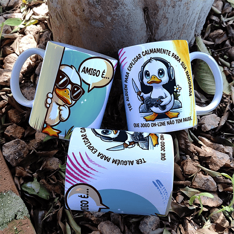 7 Artes para Caneca Amizade Patinho Arquivo em Arquivo Editável