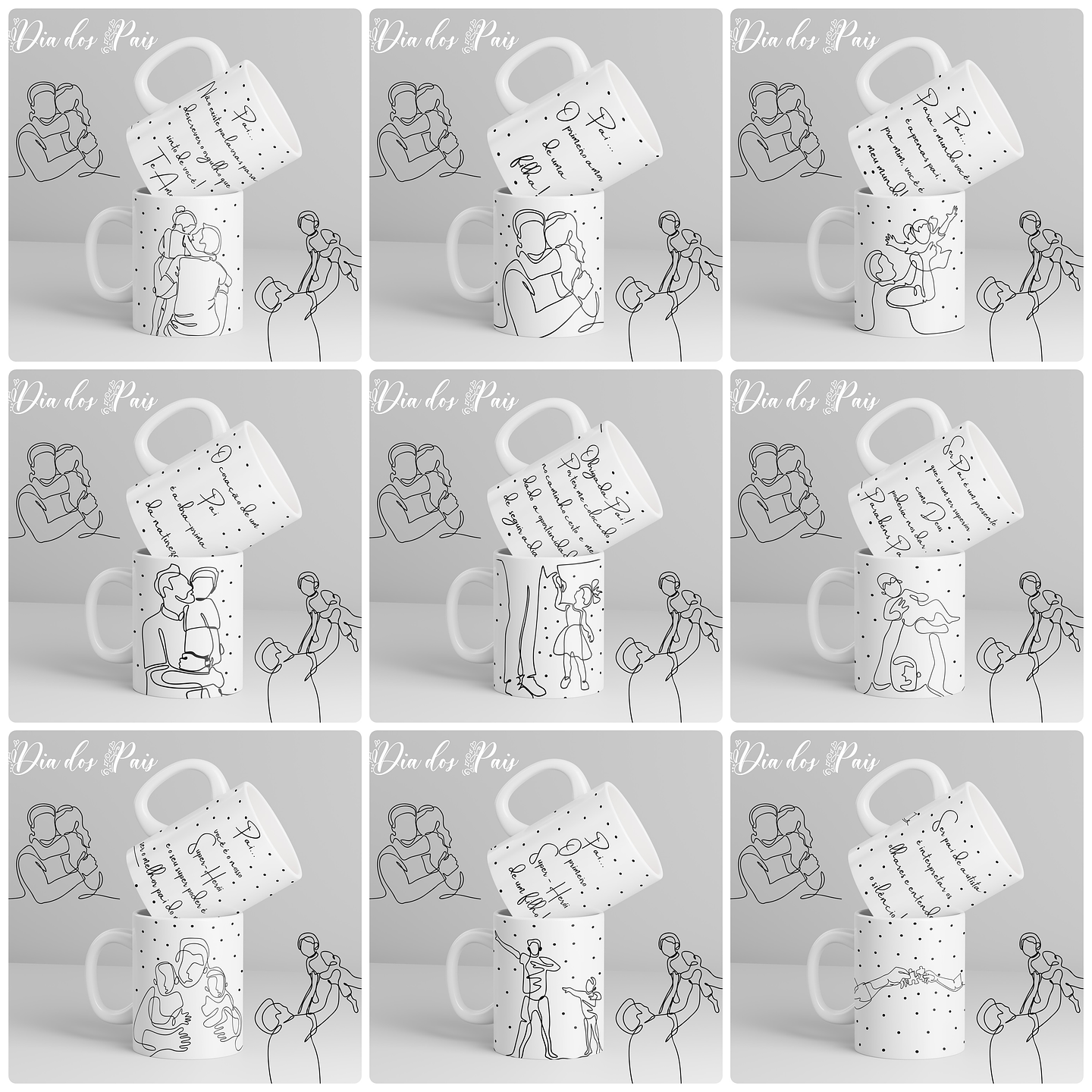 20 Artes para Caneca e Camisa Dia dos Pais em Linhas Arquivo Editável 1