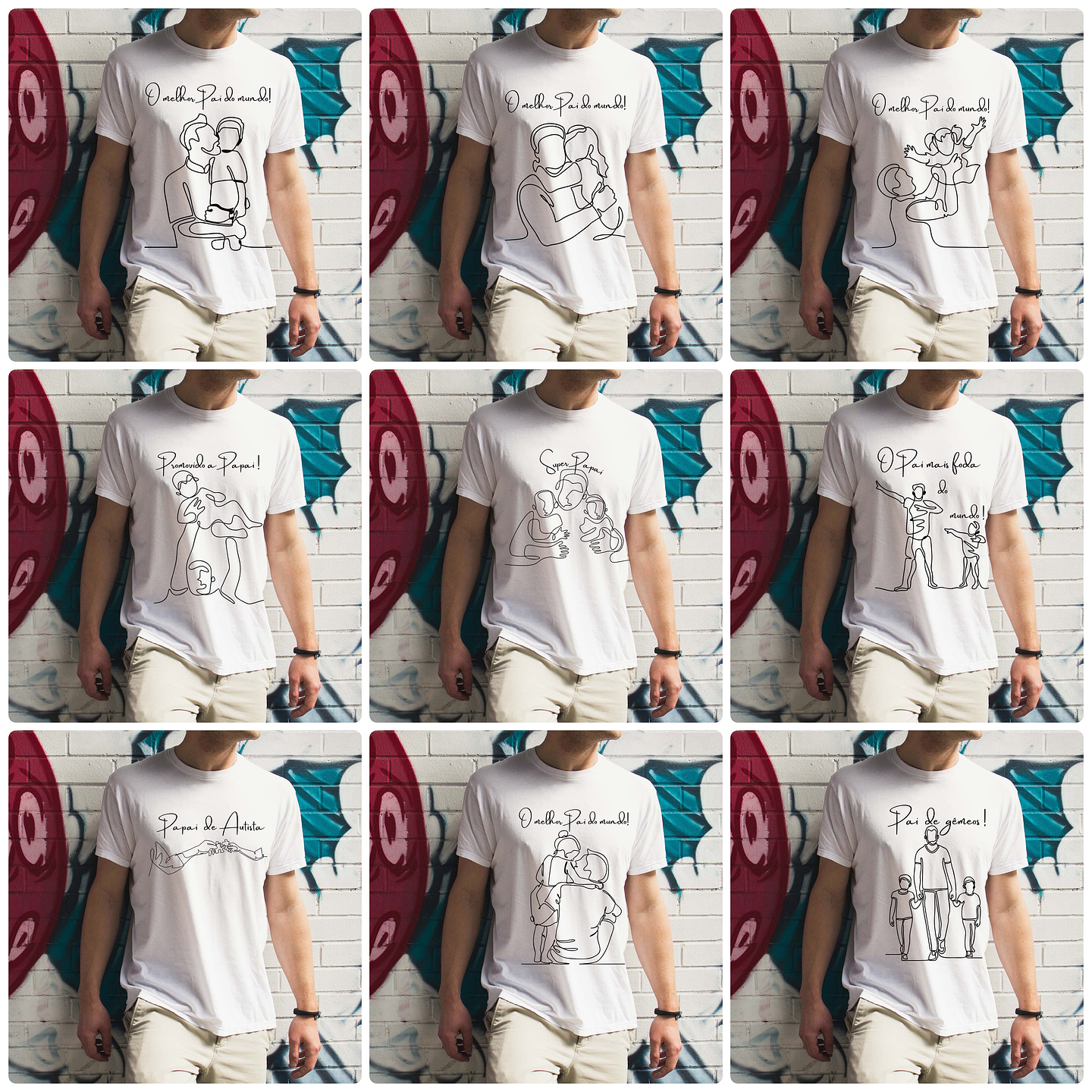 20 Artes para Caneca e Camisa Dia dos Pais em Linhas Arquivo Editável 2