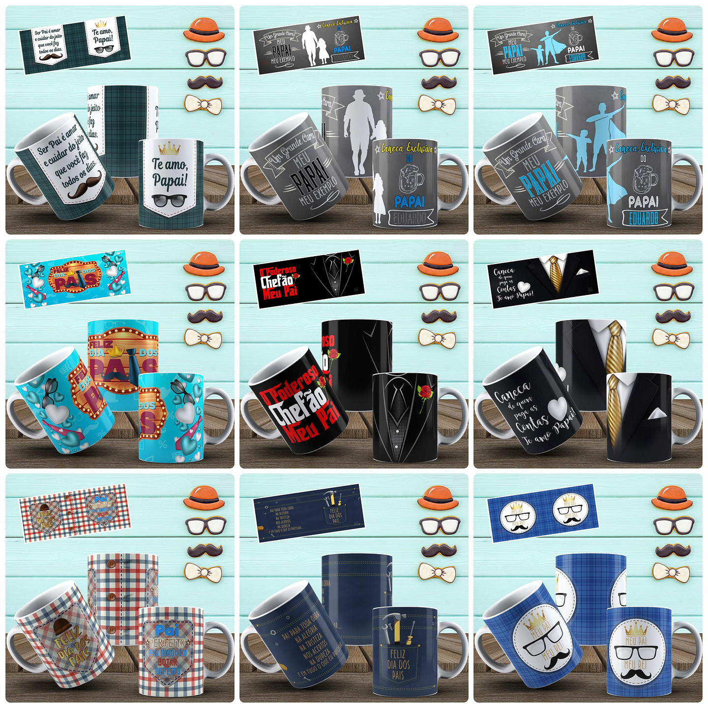 24 Artes para Caneca Dia dos Pais Arquivo Arquivo Editável 2