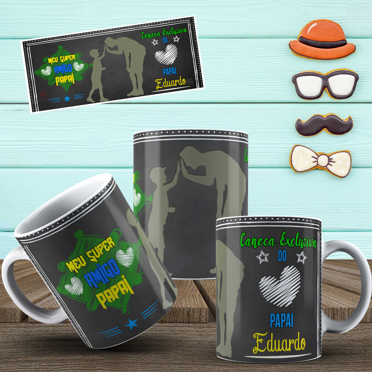 24 Artes para Caneca Dia dos Pais Arquivo Arquivo Editável 3