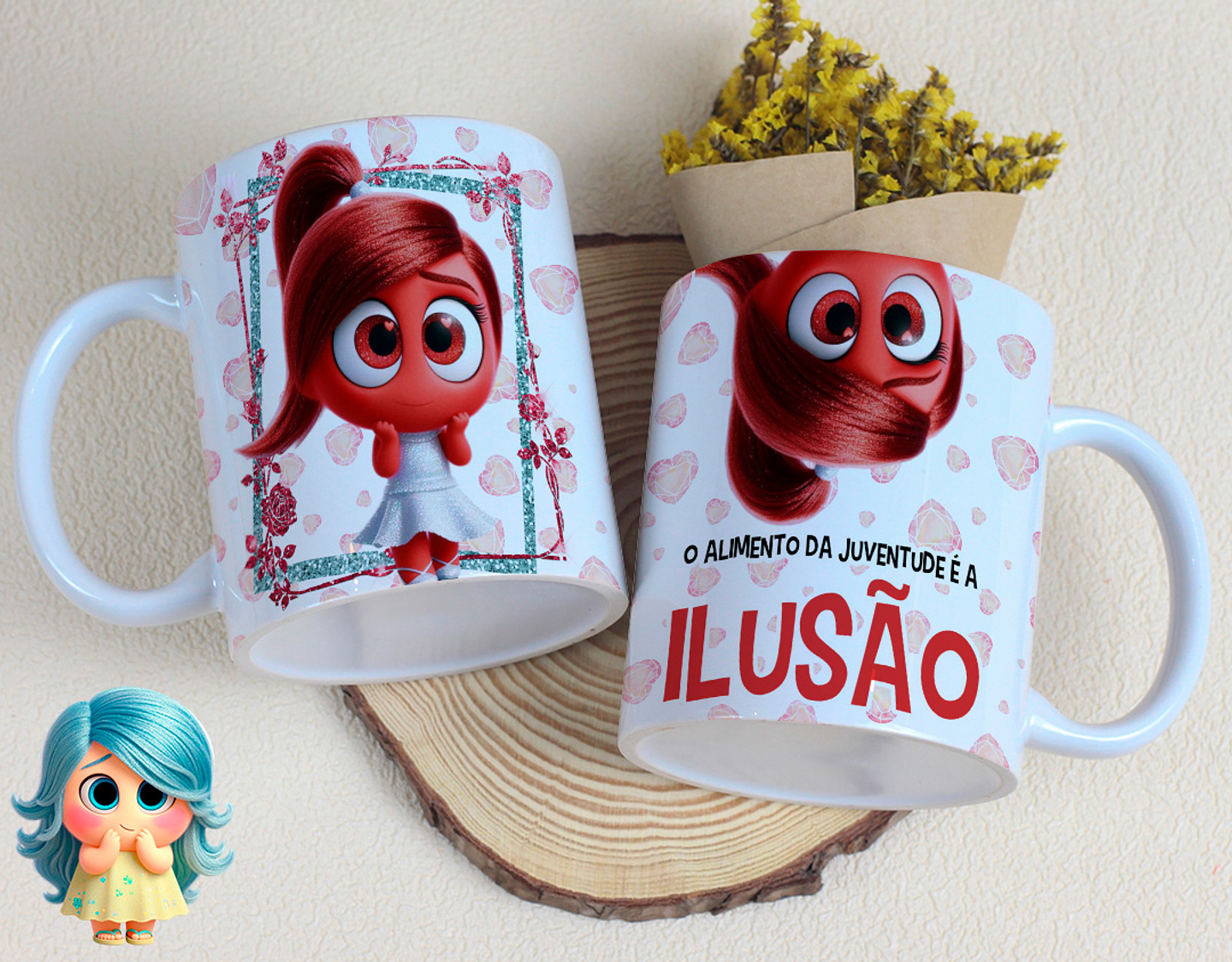16 Artes para Caneca Divertidamente Sentimentos Arquivo Editável  16