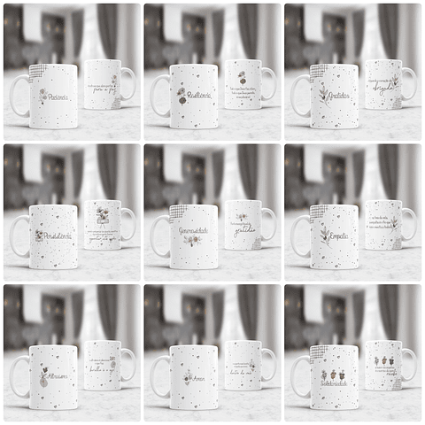 10 Artes Caneca Frases Positividade Arquivo Editável 