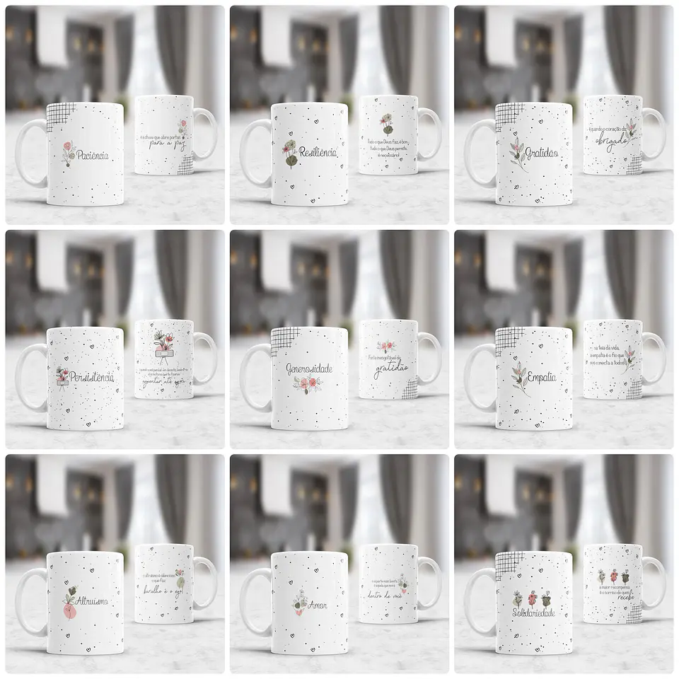 10 Artes Caneca Frases Positividade Arquivo Editável  1