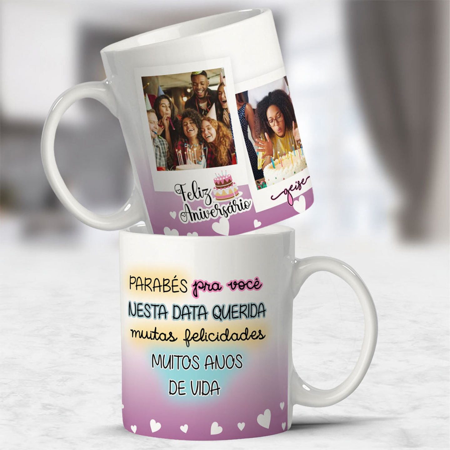 10 Artes para Caneca Feliz Aniversário com Foto Arquivo Editável  1
