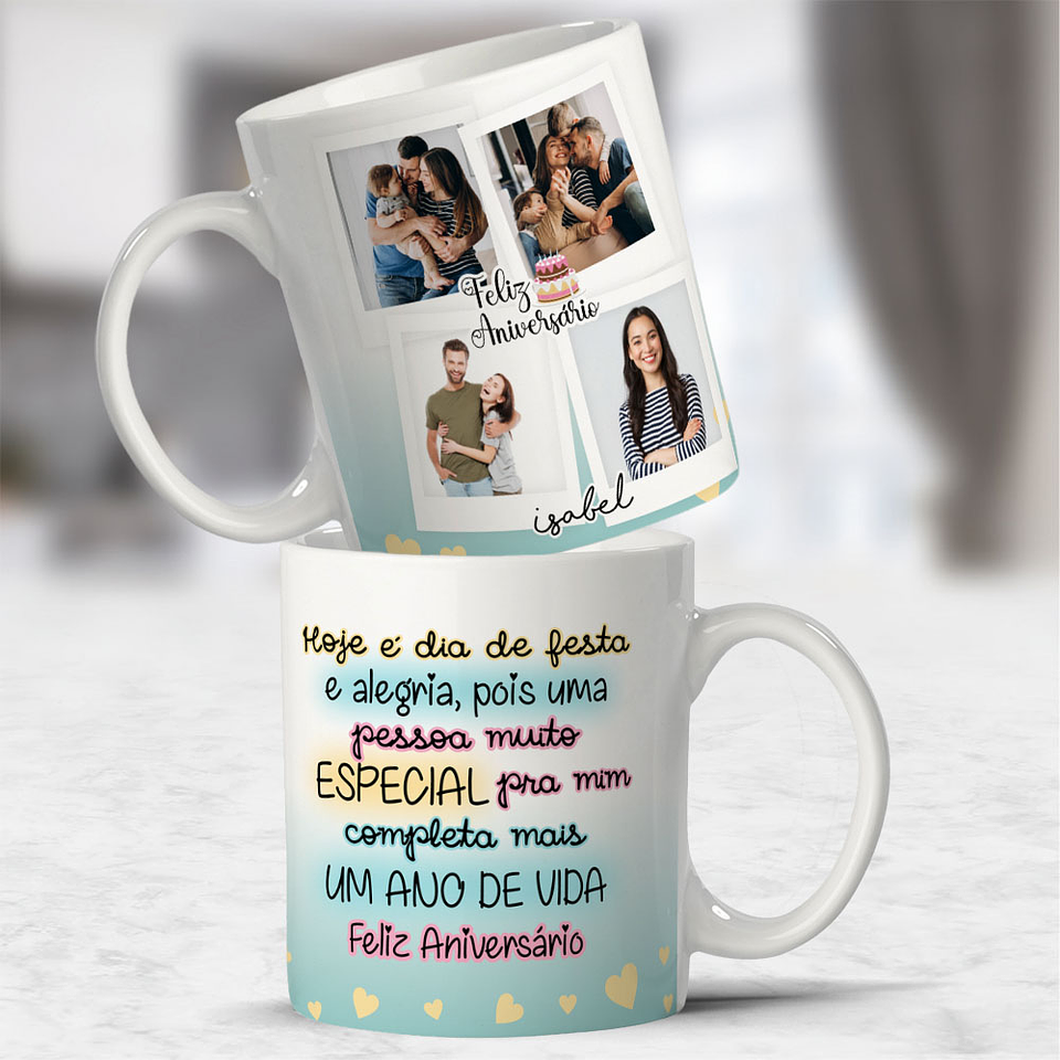 10 Artes para Caneca Feliz Aniversário com Foto Arquivo Editável  3