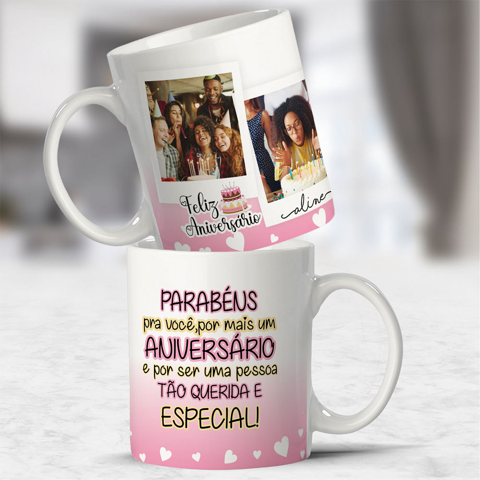 10 Artes para Caneca Feliz Aniversário com Foto Arquivo Editável  4