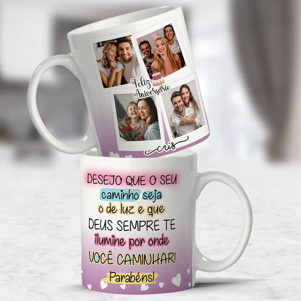 10 Artes para Caneca Feliz Aniversário com Foto Arquivo Editável  6