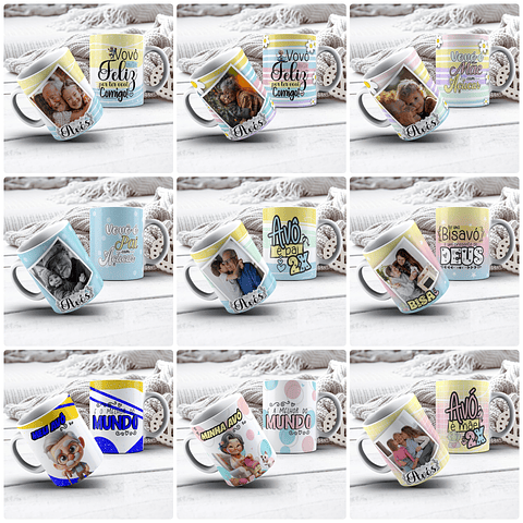 40 Artes para Caneca e Azulejo Dia dos Avós Arquivo Editável