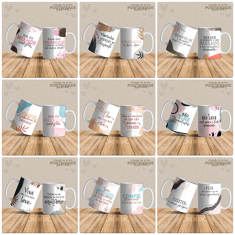 19 Artes Caneca Frases Positivas Arquivo Editável