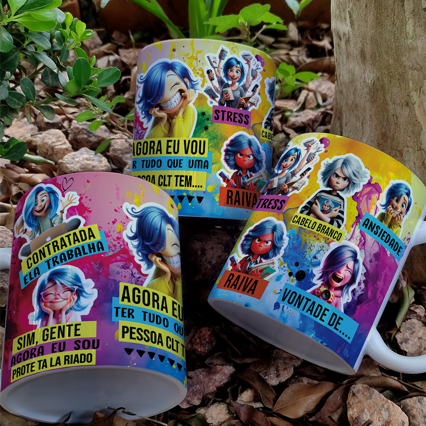 2 Artes Caneca Divertidamente CLT Emoções Arquivo em Jpg 2