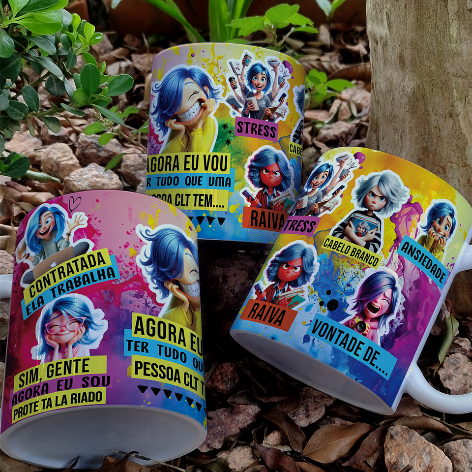 2 Artes Caneca Divertidamente CLT Emoções Arquivo em Jpg 2