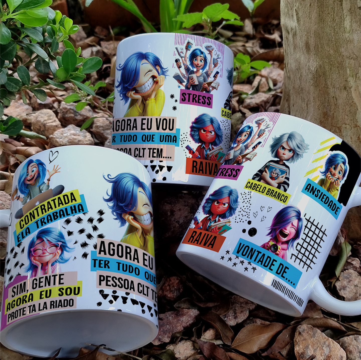 2 Artes Caneca Divertidamente CLT Emoções Arquivo em Jpg 3