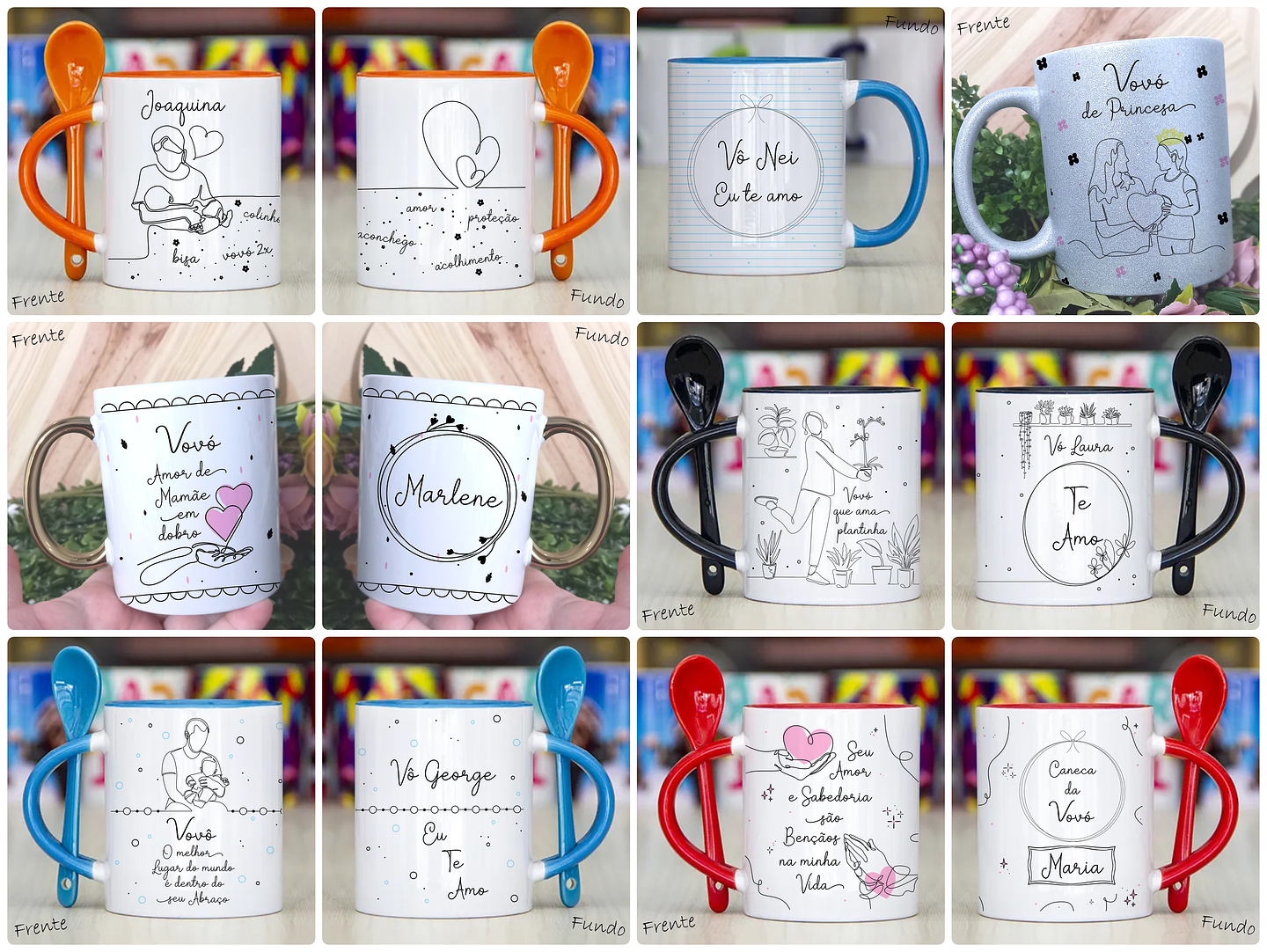 50 Artes Caneca Dia dos Avós em Linhas Arquivo em Jpg 2