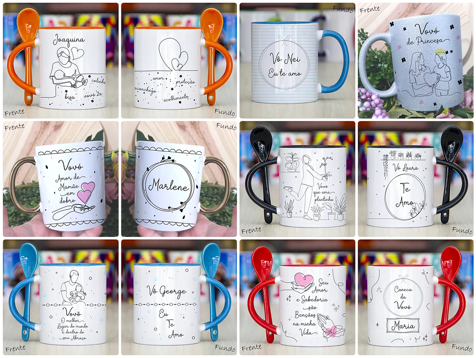 50 Artes Caneca Dia dos Avós em Linhas Arquivo em Jpg 2