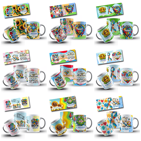 63 Artes Caneca Autismo Arquivo em Jpg  