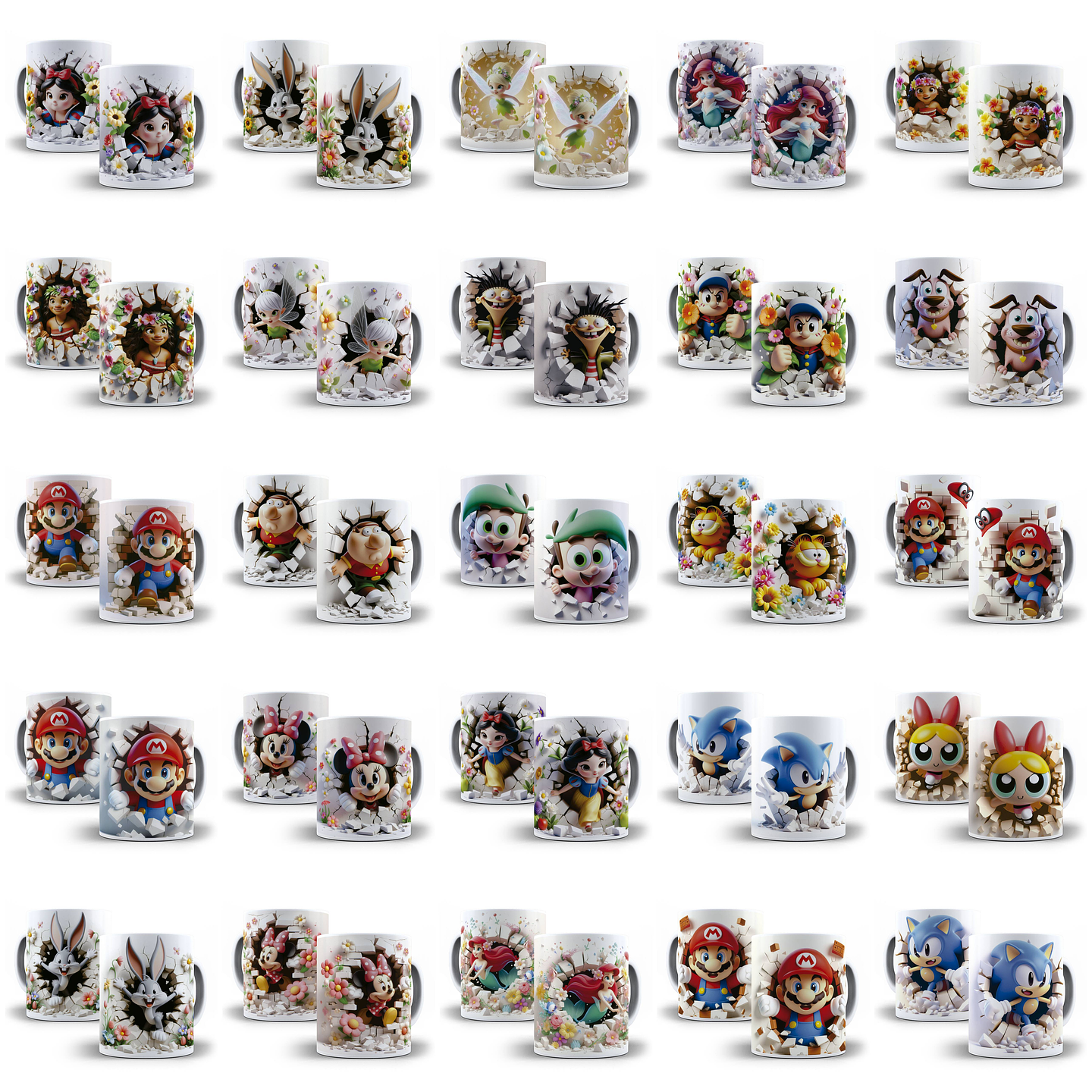 54 Artes Caneca Personagens 3d Arquivo em Jpg  4