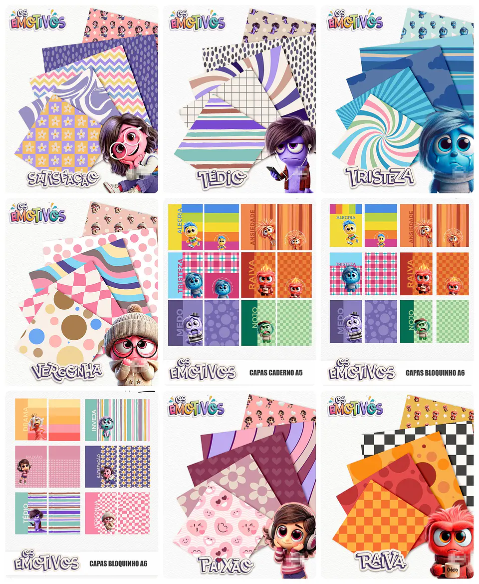 Arquivo para Encadernação Emotivos Divertidamente 2 em Png 2
