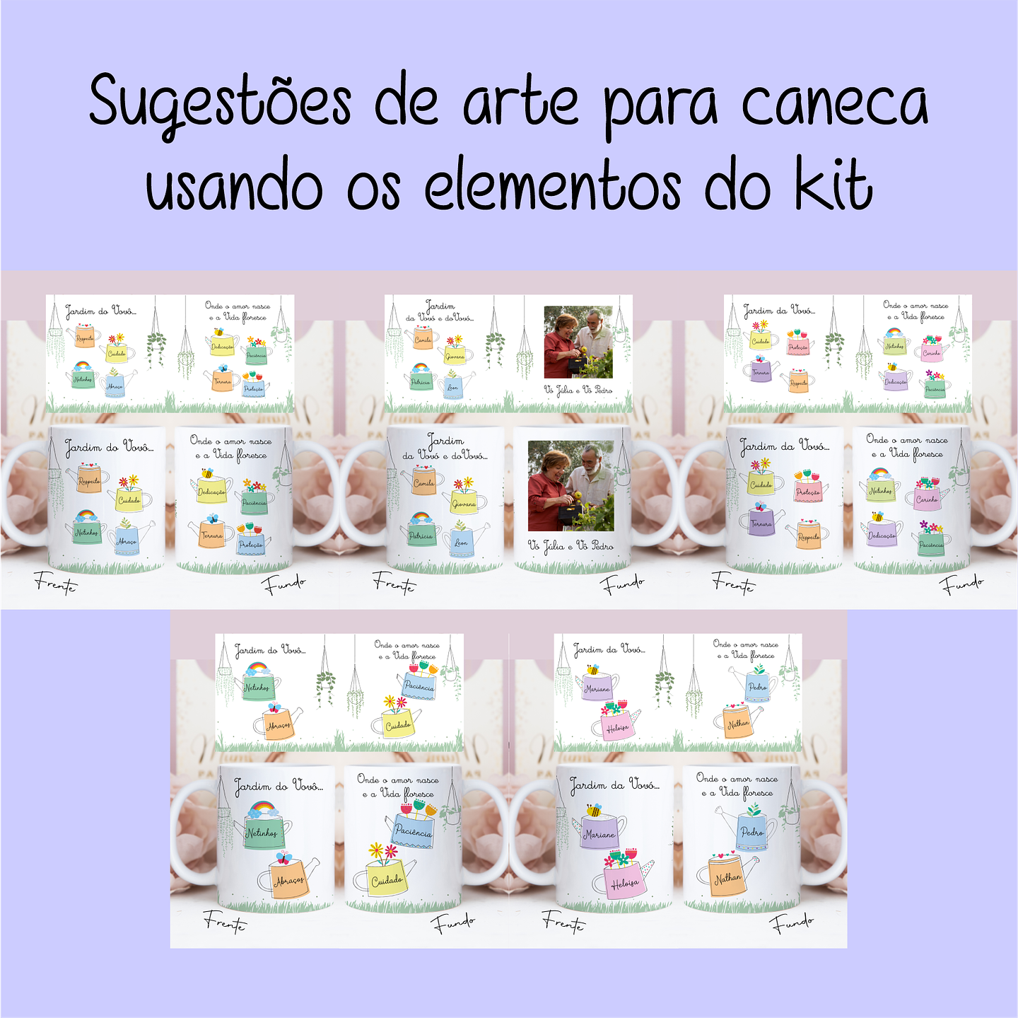 Artes para Caneca Dia dos Avós Meus Netinhos em Linhas Arquivo Png 2