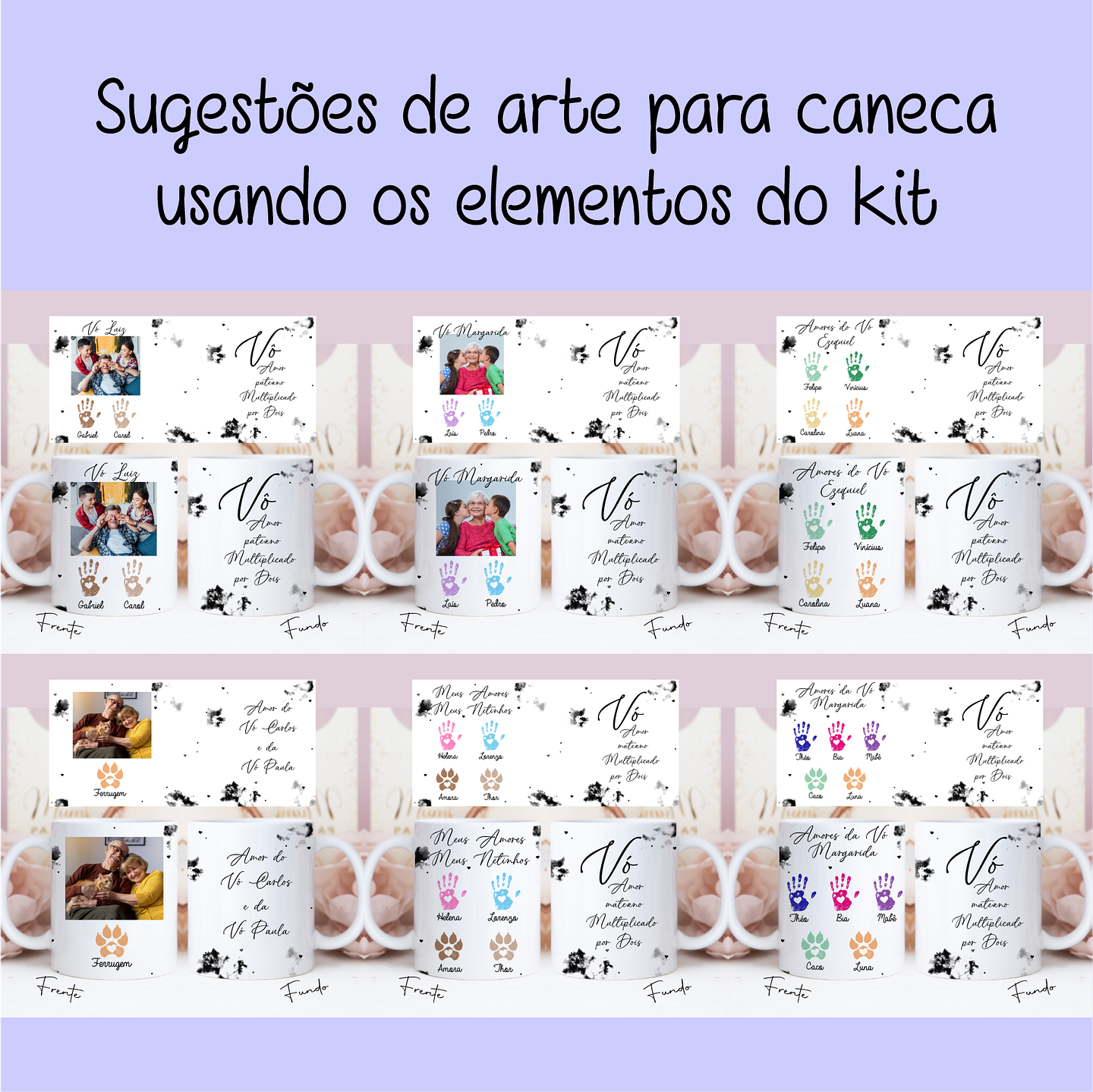 Artes para Caneca Dia dos Avós Meus Netinhos em Linhas Arquivo Png 6