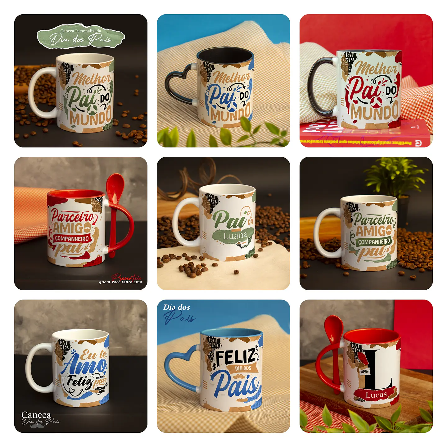 34 Artes para Caneca Dia dos Pais Alfabeto Arquivos Sublimação 1