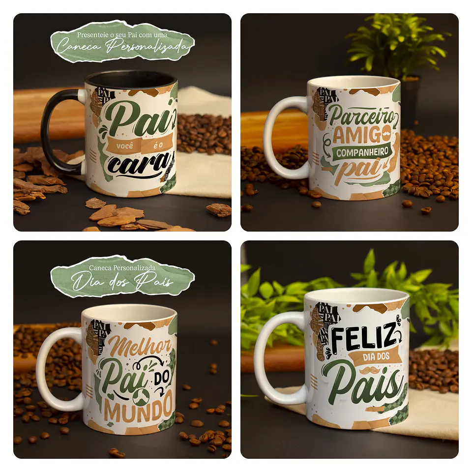 34 Artes para Caneca Dia dos Pais Alfabeto Arquivos Sublimação 3