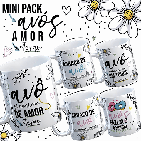 5 Artes para Caneca Dia dos Avós Arquivo Editável