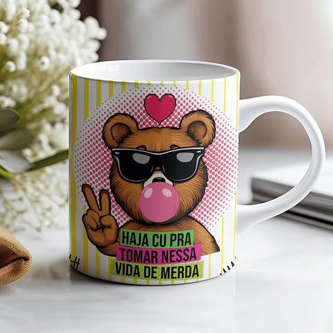 5 Artes para Caneca Frases Animais Deboche Arquivo Editável 