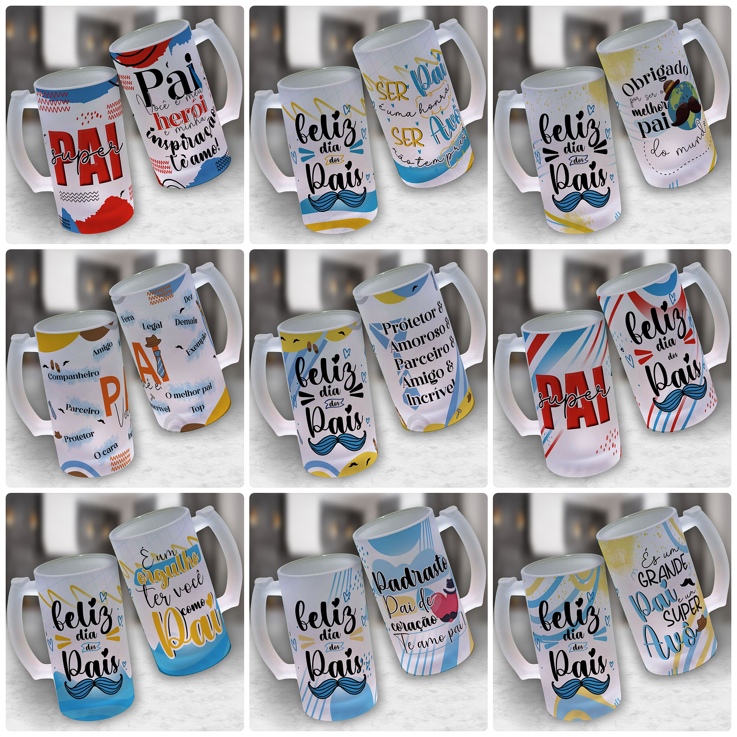 22 Artes para Copo Chopp Dia dos Pais Arquivo Editável 1