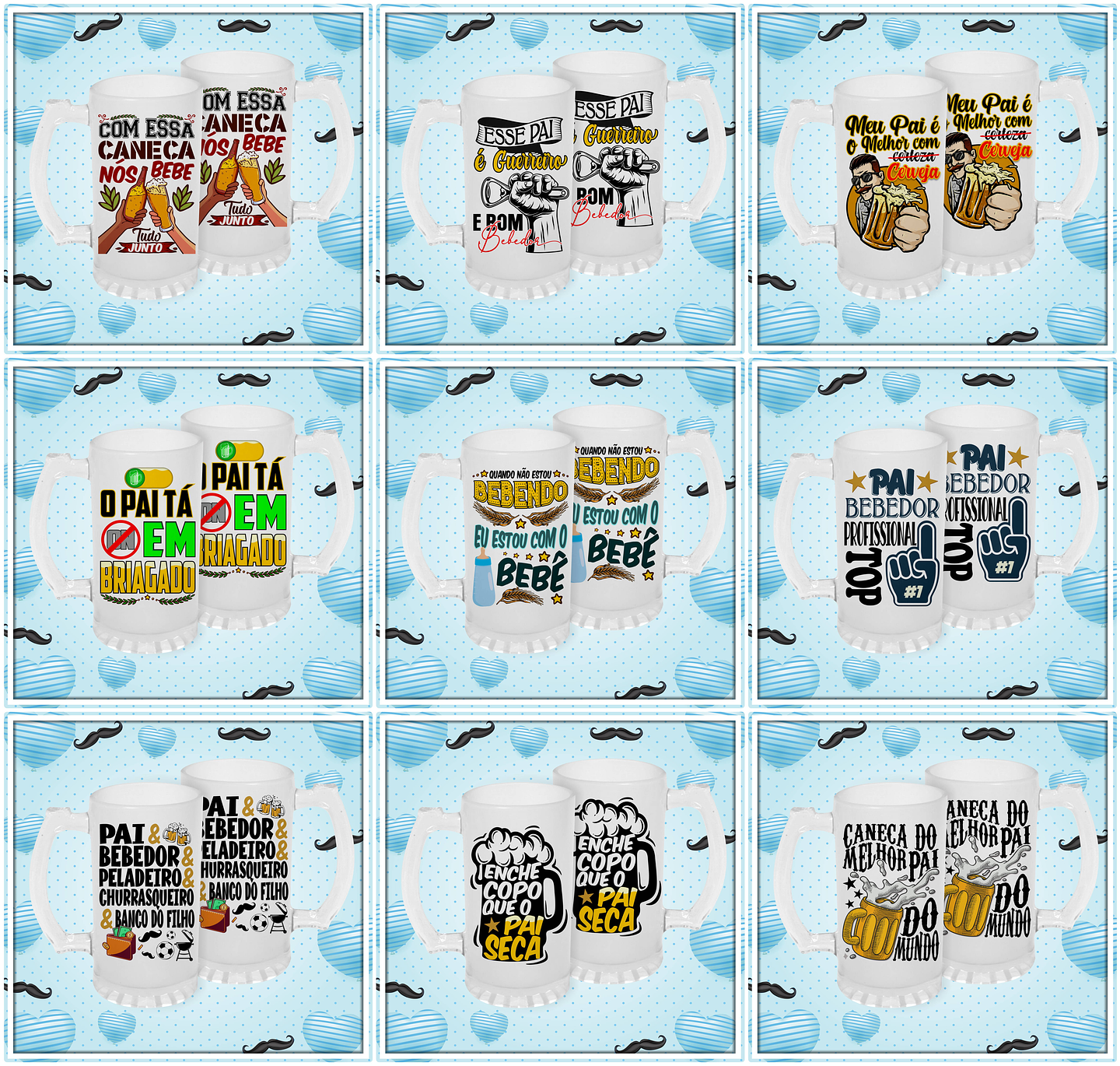 22 Artes para Copo Chopp Dia dos Pais Arquivo Editável 2