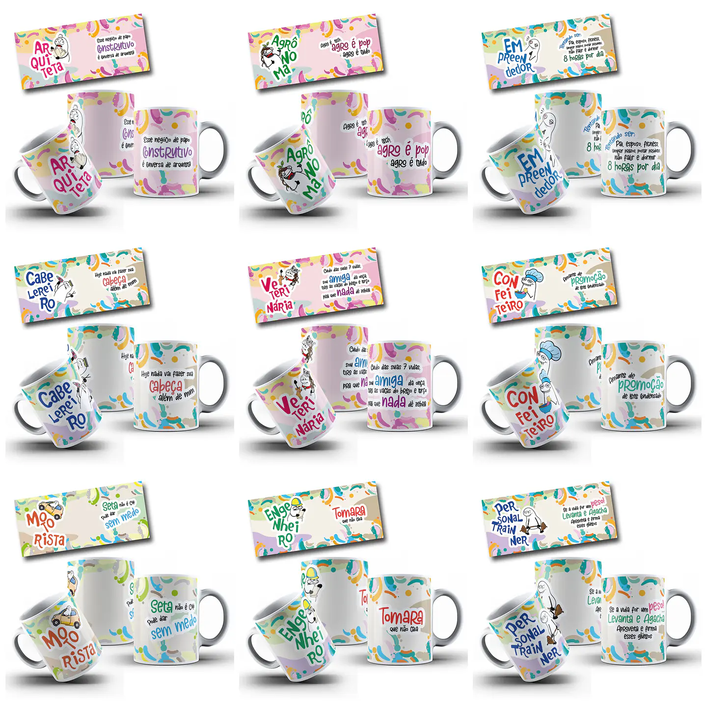 34 Artes para Caneca Flork Profissões Arquivo em Jpg 1