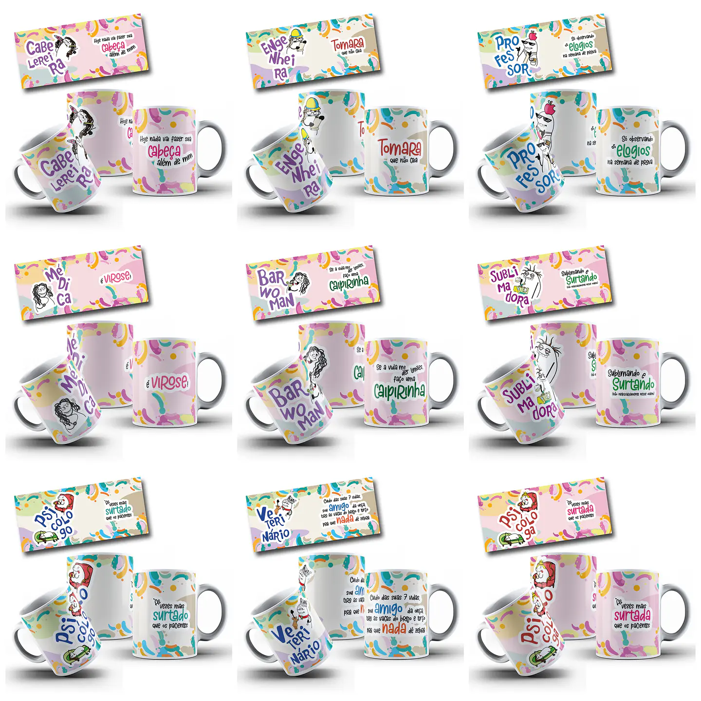 34 Artes para Caneca Flork Profissões Arquivo em Jpg 4