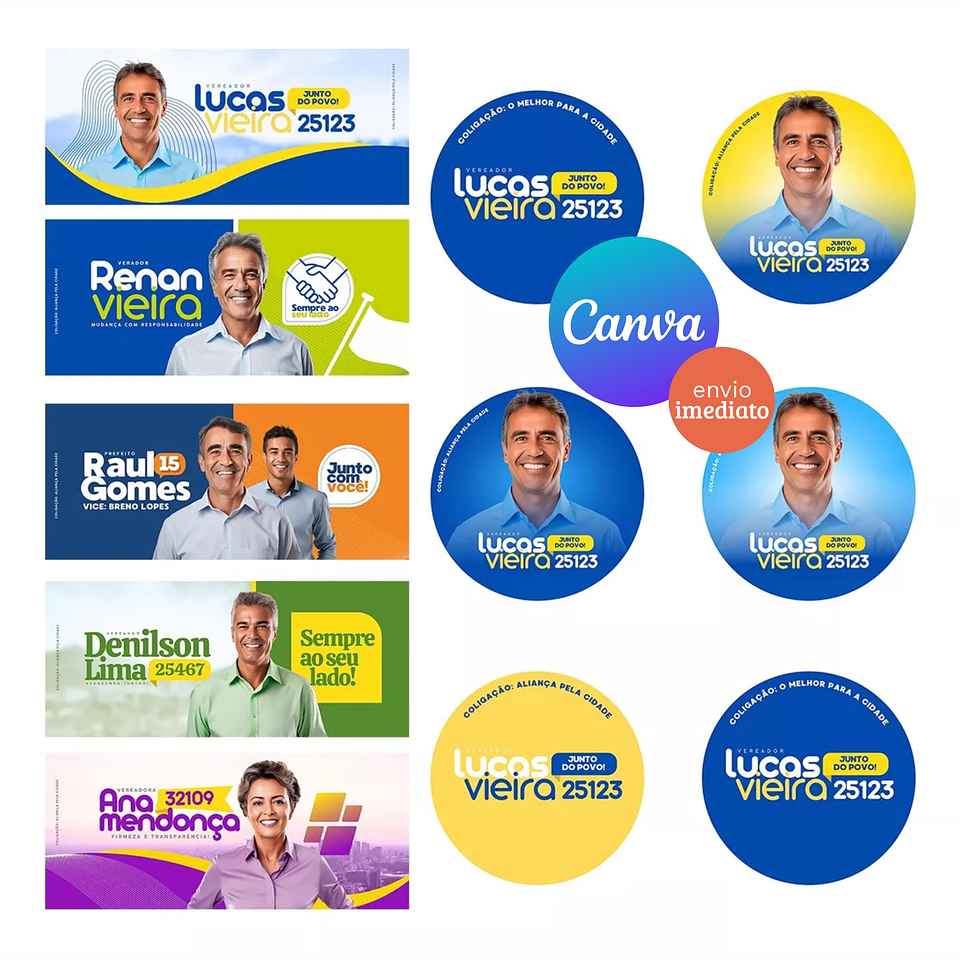 Pack Canva Arte Politica, Campanha Eleitoral, Eleições, Político Editáveis + Atualizações 2