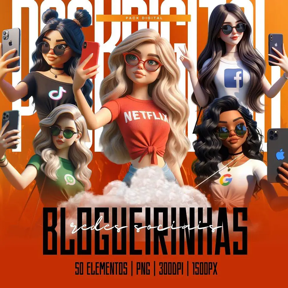 Kit Digital Blogueirinha 3D em Png  1