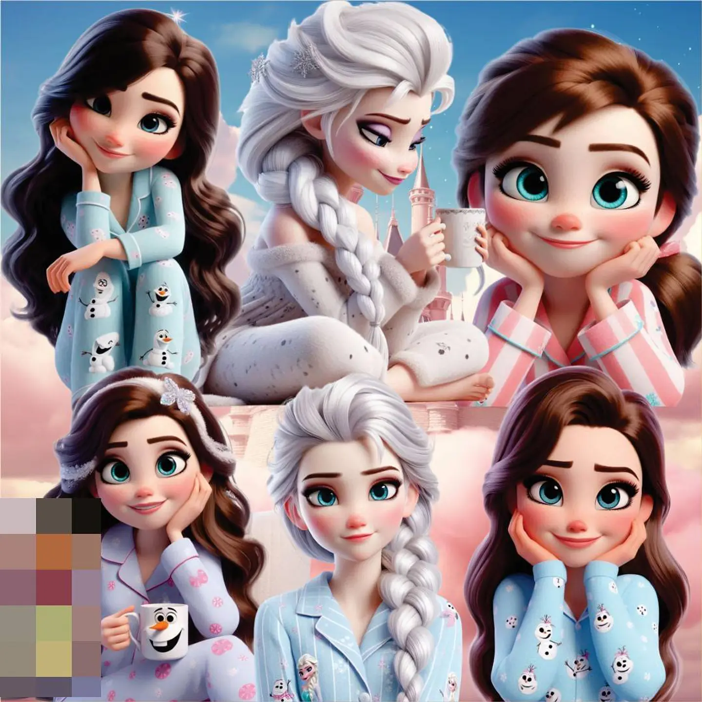Kit Digital Princesas de Pijama em Png 2