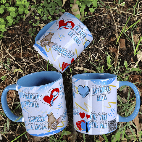 Arte para Caneca Feliz de quem aprendeu e hoje pode ensinar Dia dos Pais Arquivo Editável