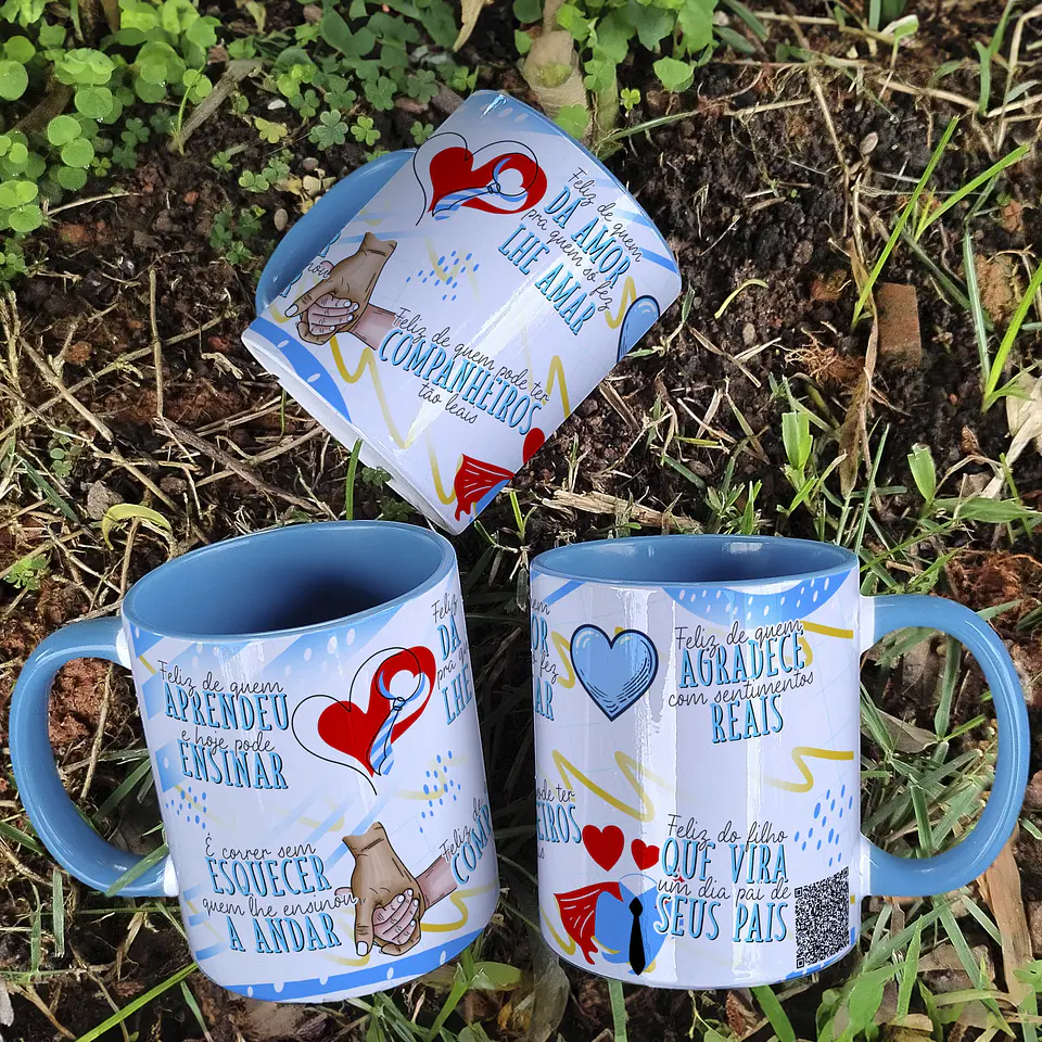Arte para Caneca Feliz de quem aprendeu e hoje pode ensinar Dia dos Pais Arquivo Editável 1