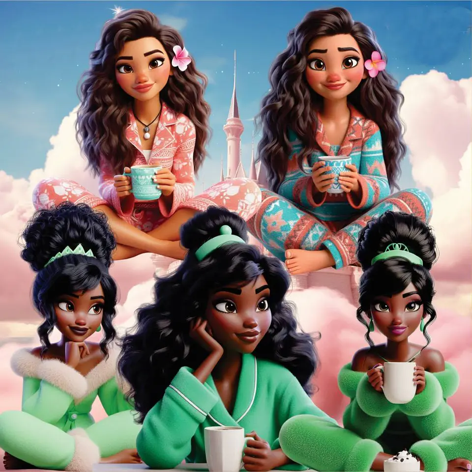 Kit Digital Princesas de Pijama em Png 3